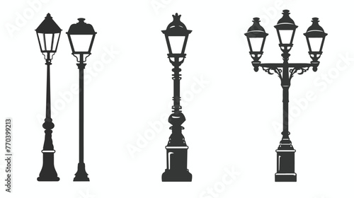 Street light silhouette. Street lamp icon. Flat Flat