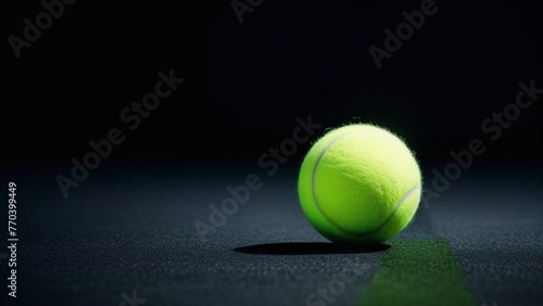 tennis ball on the dark background with copy space for text