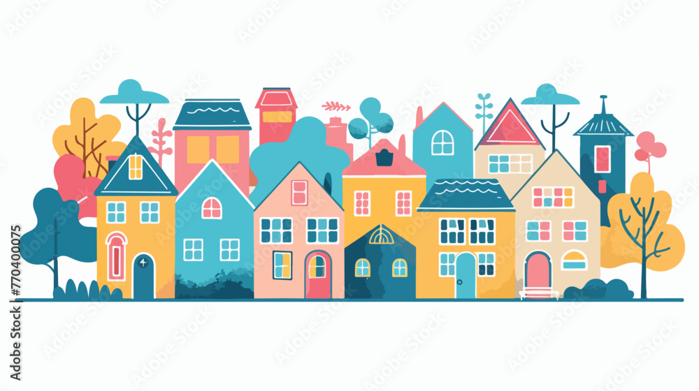 Sunny flat town. It is easy to edit.  Flat vector isolated