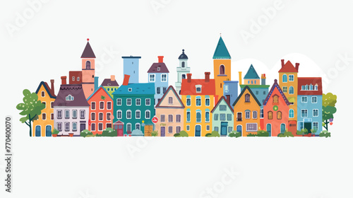 Sunny flat town. It is easy to edit. Flat vector isolated