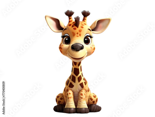 The cute giraffe isolated on white background.