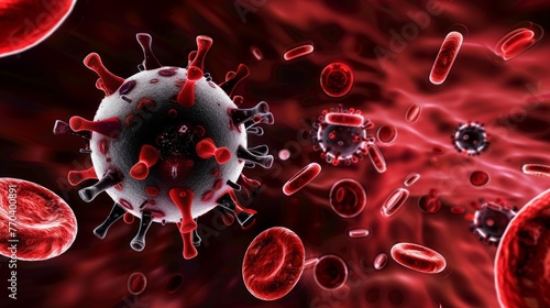 A stock photo representing the progression of HIV to AIDS, with visual elements showing the immune system weakening and opportunistic infections emerging photo