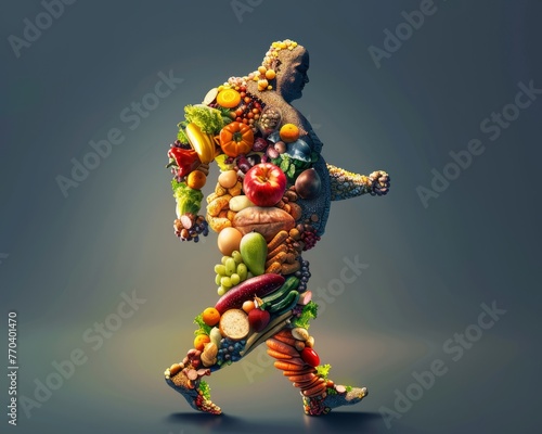 Capture the journey from weight gain and adiposity to the development of metabolic syndrome, hypertension, and insulin resistance in a stock image