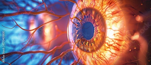 Diabetic retinopathy, Diabetic nephropathy  A canvas Diabetes paints retinopathy on eyes and nephropathy on kidneys, a canvas of complications