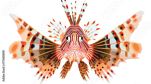 The Red lionfish Pterois volitans Flat vector isolated photo