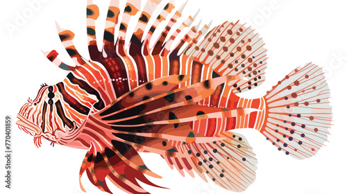 The Red lionfish Pterois volitans Flat vector isolated