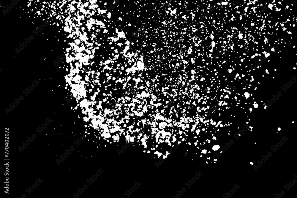 White texture on black background. Light dust explosion. Firework white particle. Snow design element. Vector illustration, eps 10. White texture on black background. Light dust explosion. Firework white particle. Snow design element. Vector illustration, eps 10.