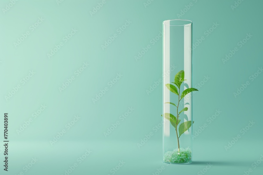 Naklejka premium A glass tube with a leaf inside of it