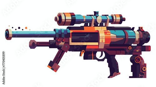 Vector colorful illustration icon for gatling gun Flat photo