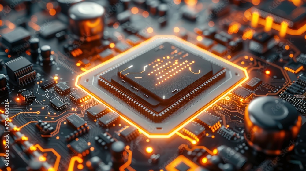 Technology electronic chip, light, futuristic. Generative AI. Technology electronic chip, light, futuristic. Generative AI.