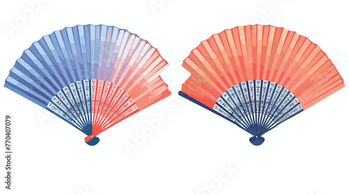 Vector hand fan. Traditional hand fans in two colors