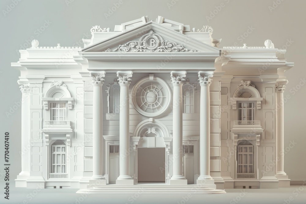 Obraz premium A large building with columns and a sky background