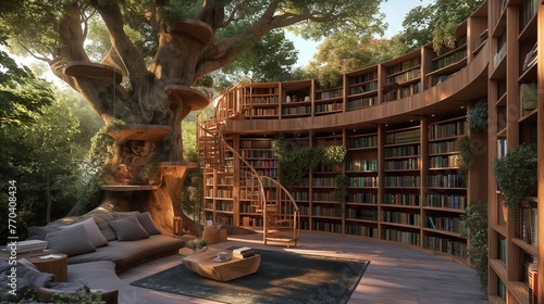 Explore the enchanting treehouse library design that inspires a love for reading