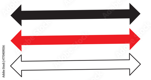 Long Two side arrow illustration icon. Icon with double arrow on white background for web page design. Black horizontal double arrow. Vector 10 Eps.