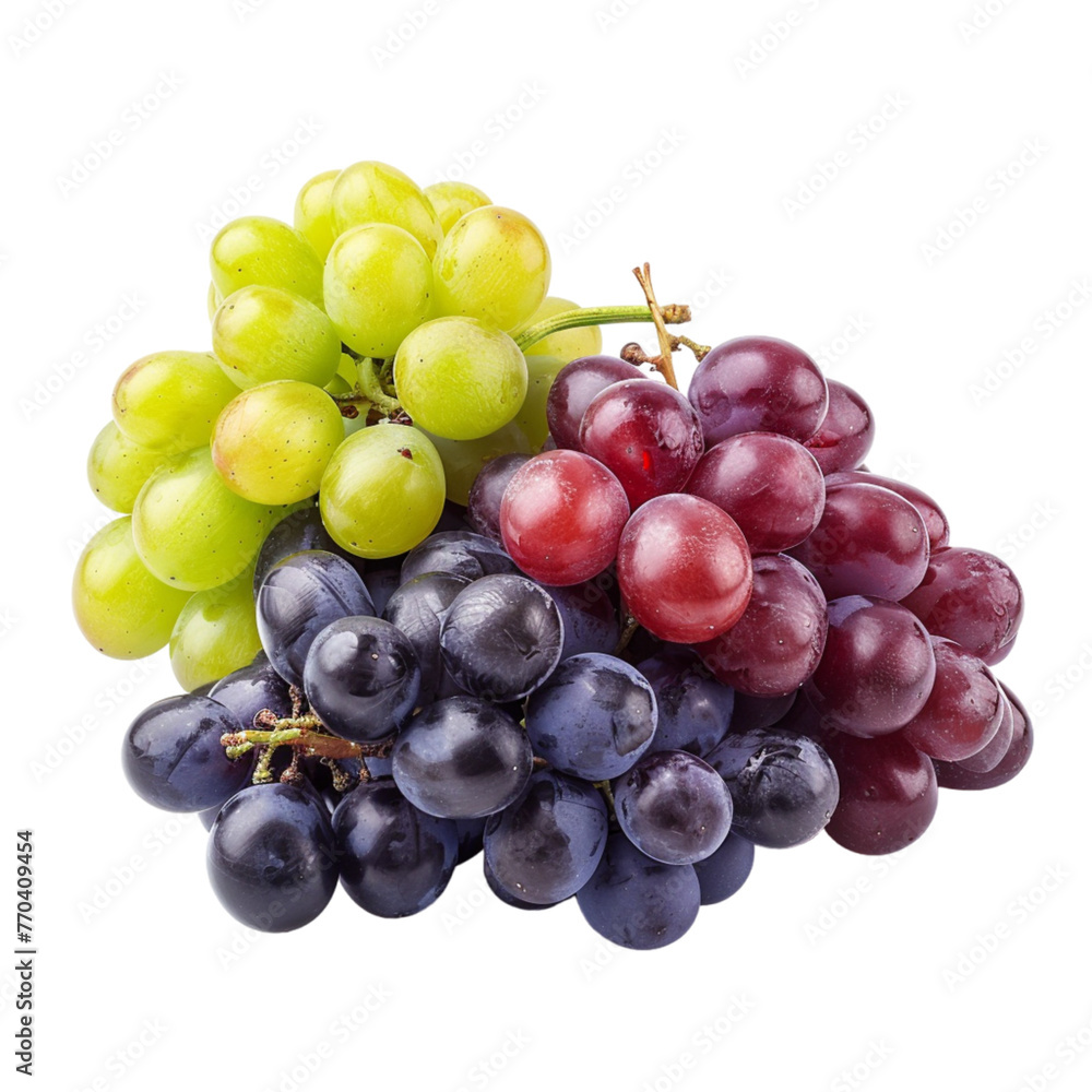 Grape mix isolated on transparent background 