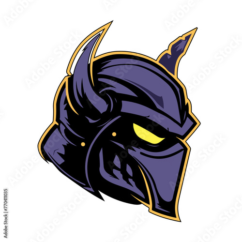 Realistic Knight Head Mascot for Esports Team Logo Flat Color Vector Art on White Background