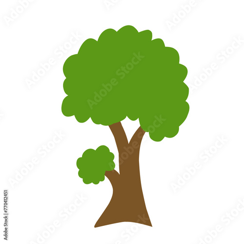 Green trees flat vector illustration Beautiful green leaves isolated on white Spring time trees. Natural forest plant Ecology garden template.