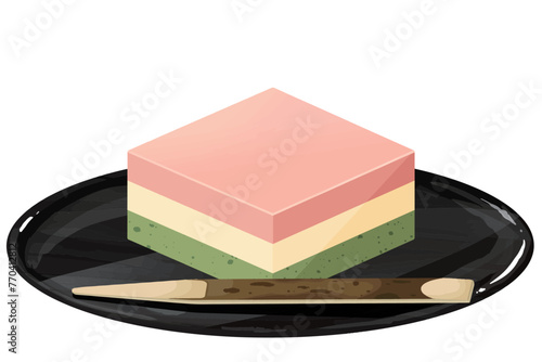 お盆にのせたひしもち　菓子切つき