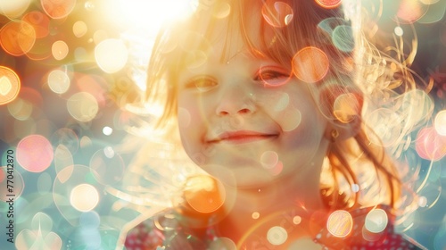 Childhood Joy: Imaginative Portrait with Flare and Glare Light Leak