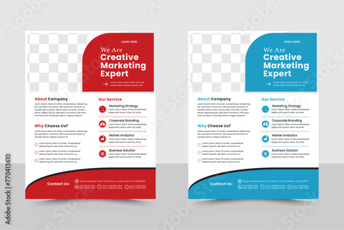 Creative corporate & business flyer template design, a bundle of 2 templates of different colors flyer template, modern business flyer template, abstract business flyer.