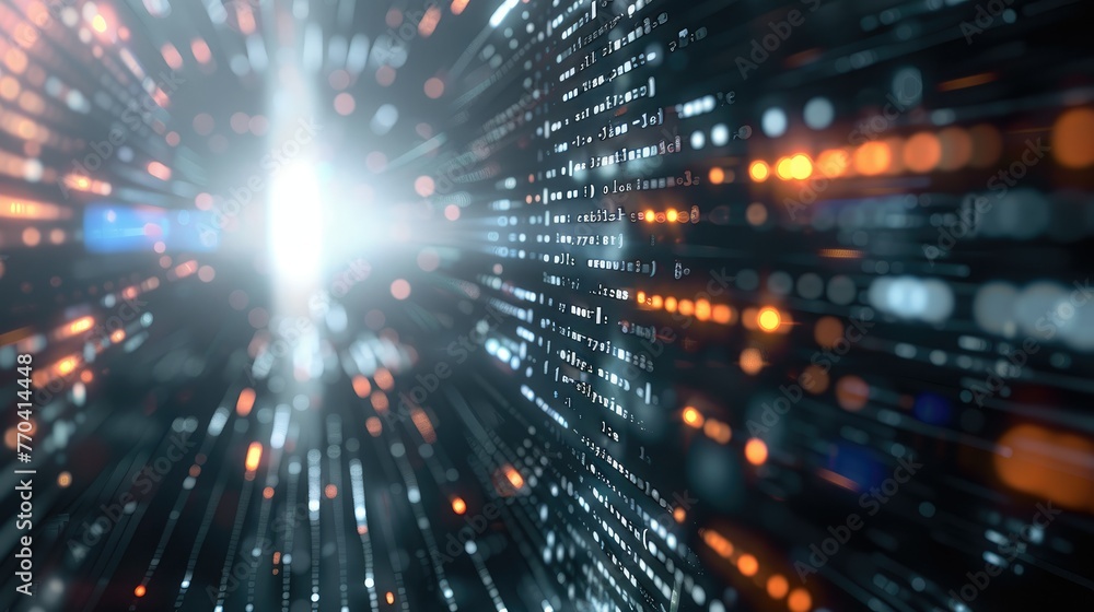 Obraz premium Abstract background of coding software for finance technology, sci-fi palette. Generative AI.