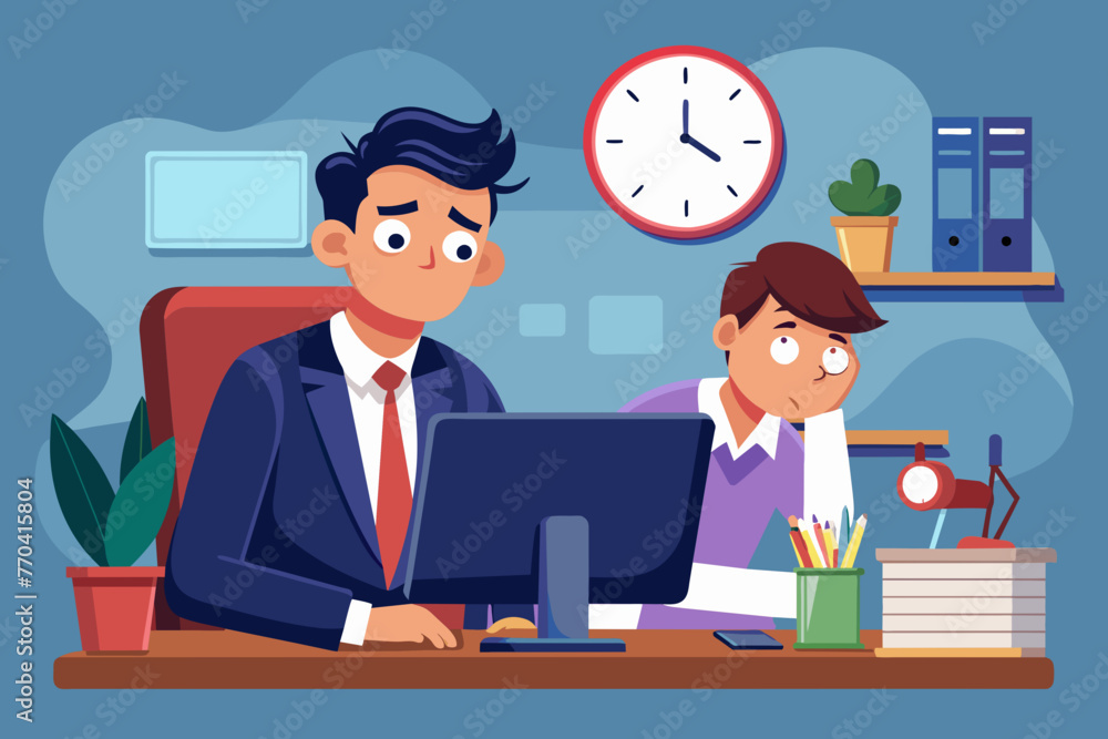 businessman at desktop silhouette vector illustration businessman at desktop silhouette vector illustration