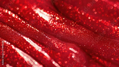 red glossy glitter background, liquid
