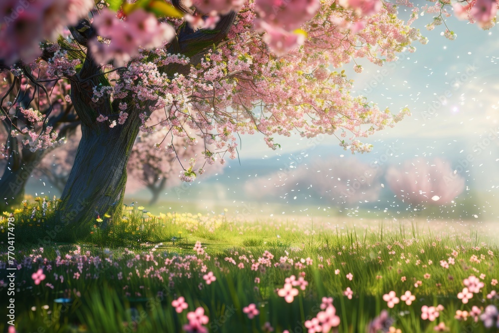 Obraz premium Blooming spring concept bursts with vibrant flowers in full bloom