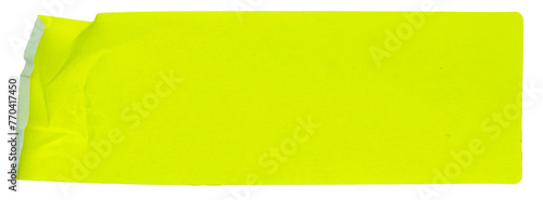 Transparent png of fluorescent neon yellow rectangular paper sticker label.
