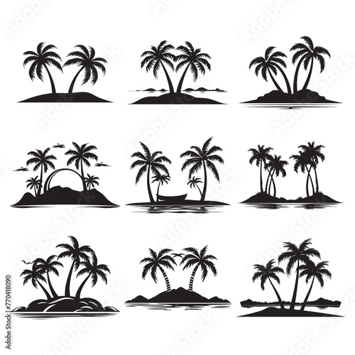 Palm tree silhouette vector set for tshirt and graphics
