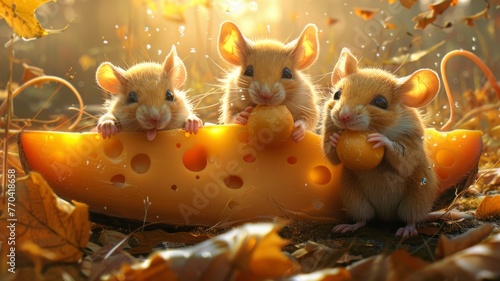 Mice on a mission to steal the world's largest cheese © FoxGrafy