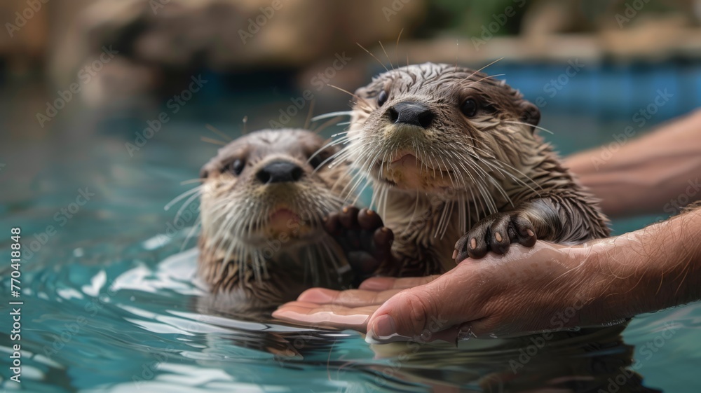 Otters opening a hand-holding therapy clinic Otters opening a hand-holding therapy clinic