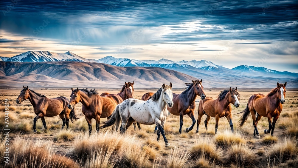 Fototapeta premium herd of horses on the pasture