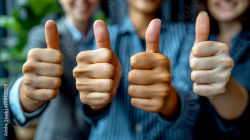 Thumbs up, closeup, and group of people support, thank you and diversity hands sign for solidarity vote. Yes, like or winning team or winner business employees, teamwork agreement, and well-done emoji