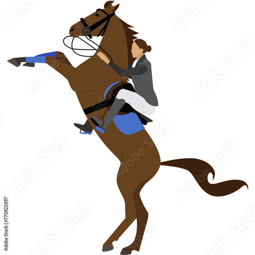Woman riding horse vector icon isolated on white