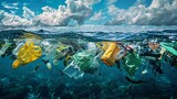 Ocean Pollution: Plastic Trash Floating in the Sea