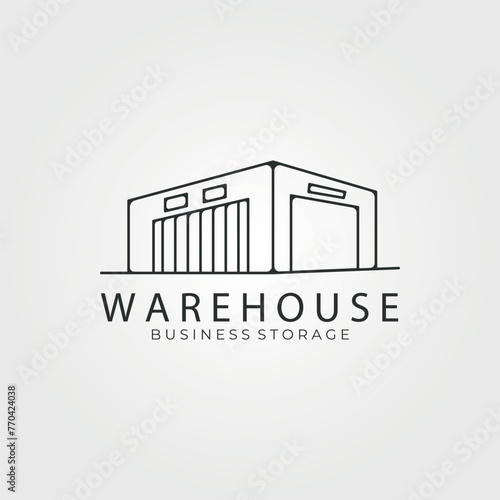 warehouse line art logo vector vintage illustration design