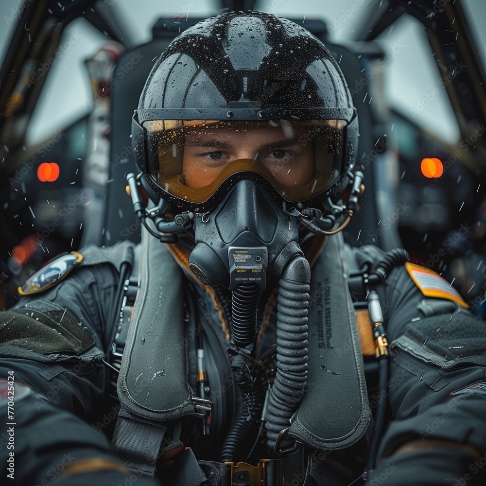 jet fighter pilot in a cockpit