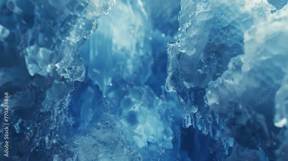 Blue ice forms a background, its grid formations and soft, dreamy depictions reflecting transcendent nature. Blue ice forms a background, its grid formations and soft, dreamy depictions reflecting transcendent nature.