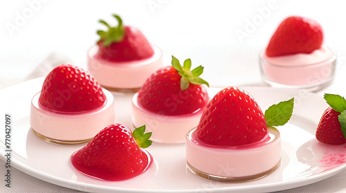 Jelly strawberry dessert panna cotta image.