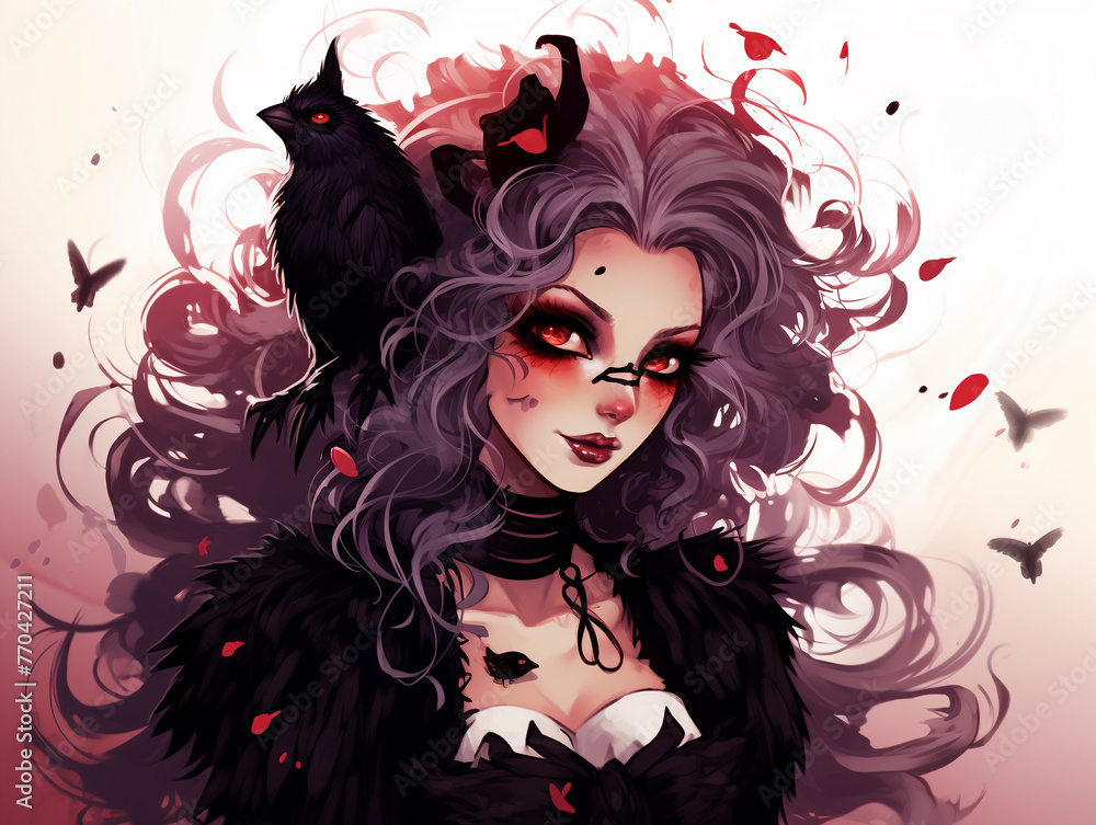 Fototapeta premium An omen in the background ,cute, elegant, fantasy, sharpen, graphic design, illustration