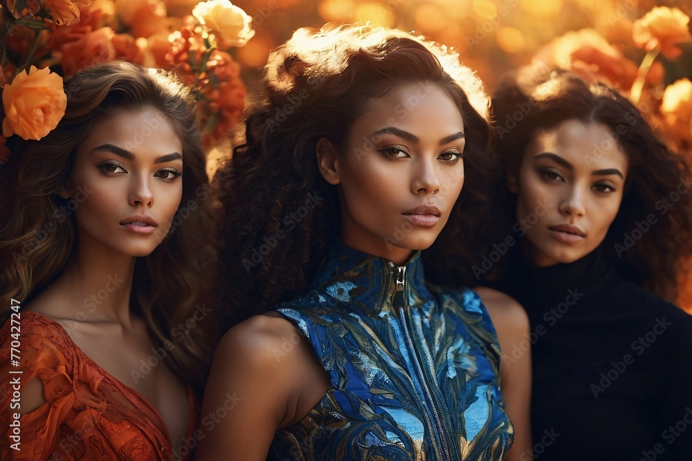 Portrait of diverse group of beautiful women with natural beauty and glowing smooth skin Portrait of diverse group of beautiful women with natural beauty and glowing smooth skin