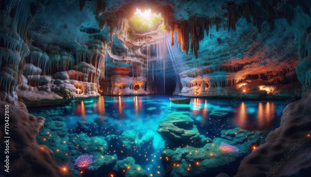 Obraz premium Enchanted Grotto of the Azure Mediterranean at twilight