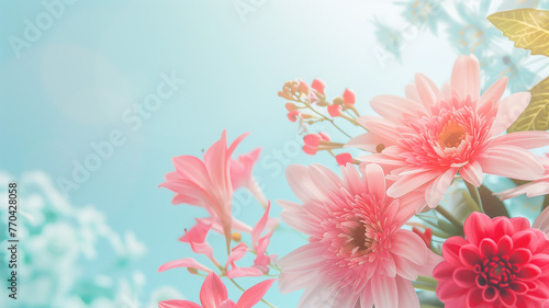 Spring flower blossom background with beautiful flowers. anner, wallpaper,  greeting card or spring-themed designs photo