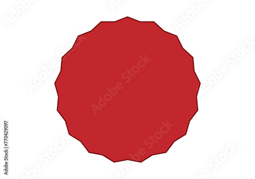 Icono negro de pegatina roja en fondo blanco.