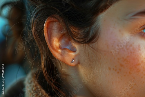 Closeup, hyperrealistic ear of man and woman, translucent, superdetailed, clean sharp, no contrast ,ultra HD