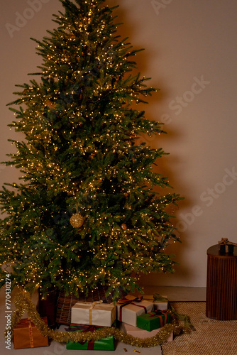 christmas tree in a studio in vintage style