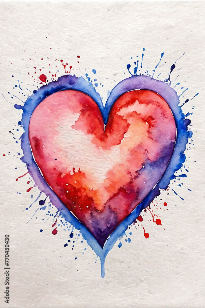Watercolor heart. Concept for love and relationship - obrazy, fototapety, plakaty 