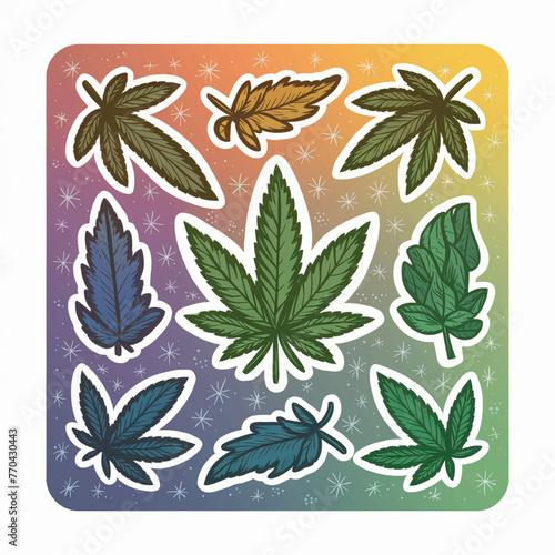 Colourful abstract Background Template of Cannabis marijuana hemp leaf