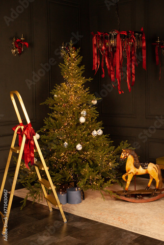 Christmas tree in a studio vintage style